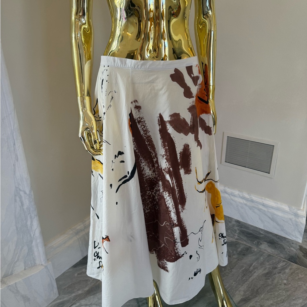 Abstract Print White Dior Skirt